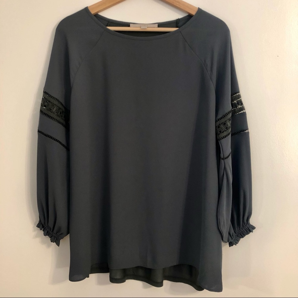 LOFT Dark Olive Green Blouse Sleeve Detail Size S